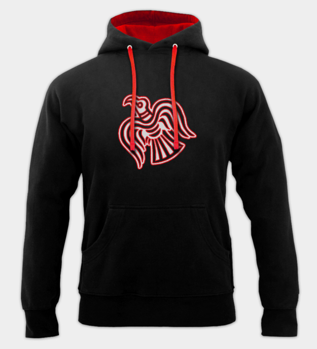 Viking Raaf Motief Geborduurde Hoodie